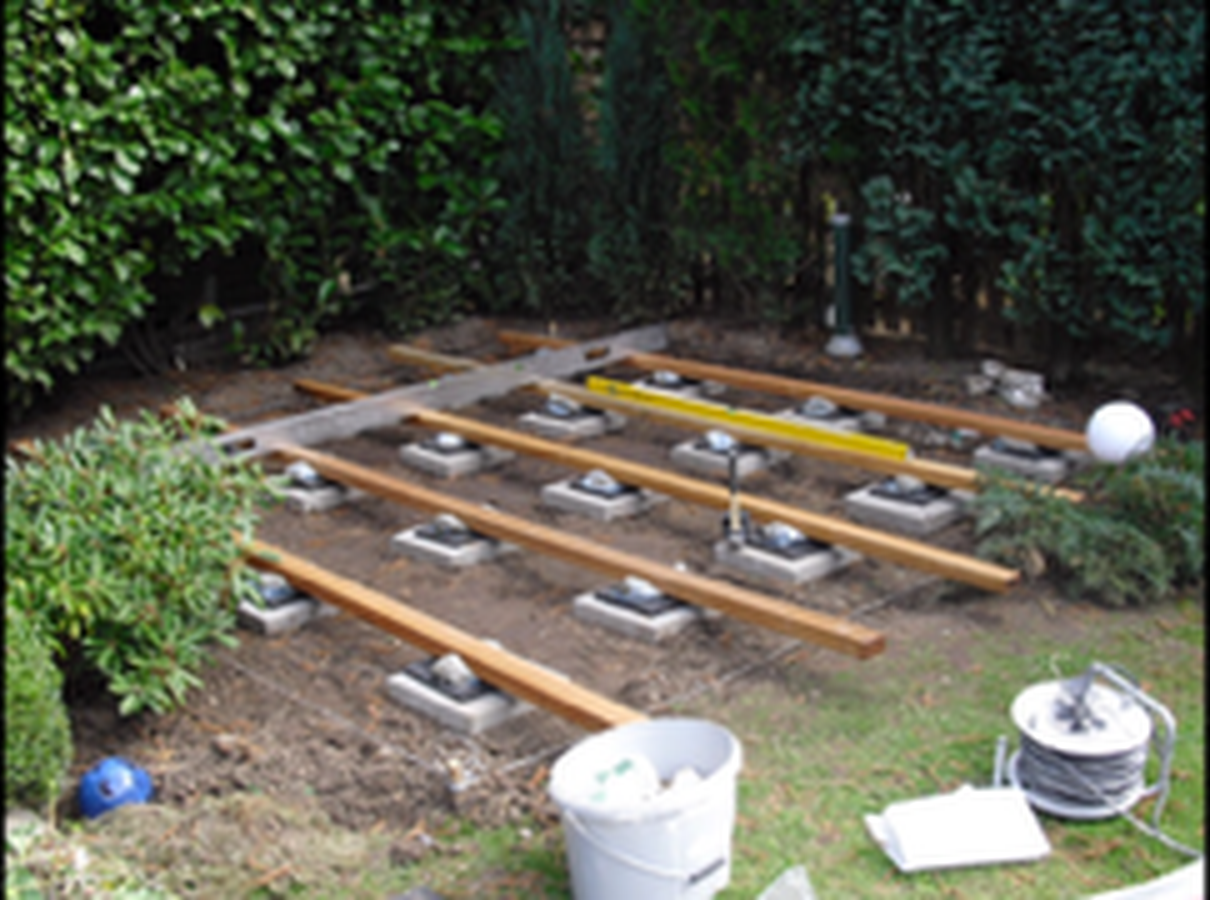 Vorbereitete Unterkonstruktion für das Gartenhaus